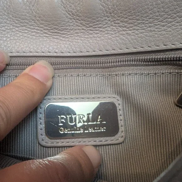 Furla Leather & Suede Hibiscus/Stucco Shoulder Bag - Picture 6 of 11